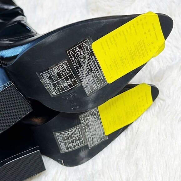 Forever 21 Huntington Black Faux Leather Western Boots Silver Tipped NWT Size 6 - Picture 6 of 7